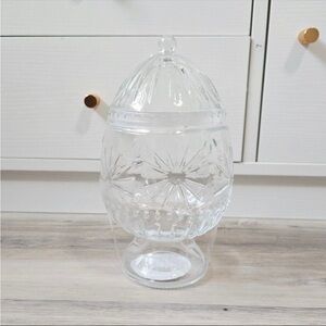 Jeweled Glass Novelty Egg Jar Canister with Lid